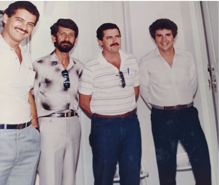 Nos anos 80, como presidente do DER, ao lado dos diretores Antônio Militão, Sérgio Fontes e Renato Constâncio Vieira (da esquerda para a direita)