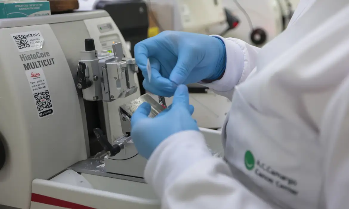 Mão manuseando tubos de ensaios